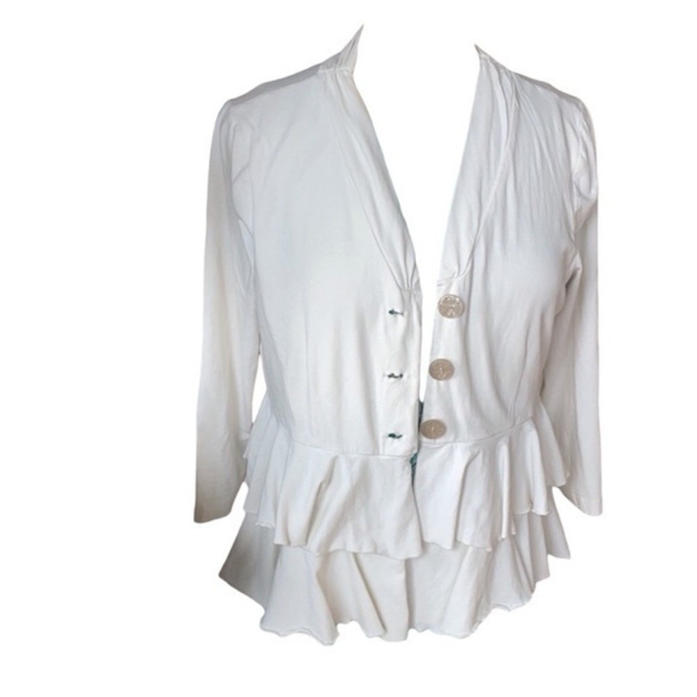 White Peplum Cardigan/Jacket, Size Large​